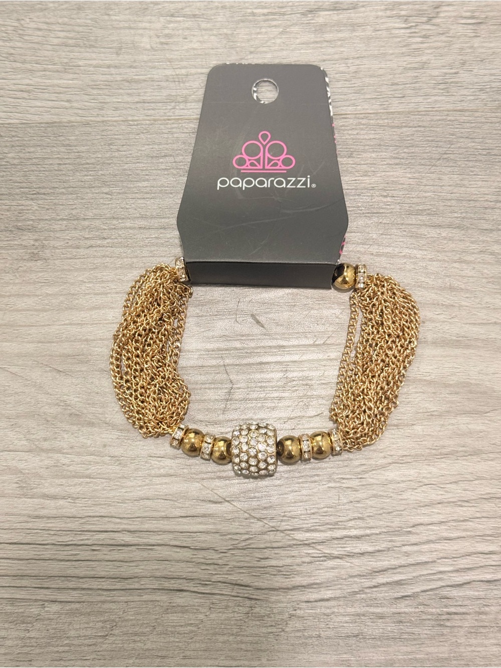 paparazzi Gold Layered Chain Bracelet with Pave Accent
